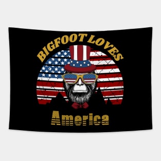 Bigfoot loves America Tapestry