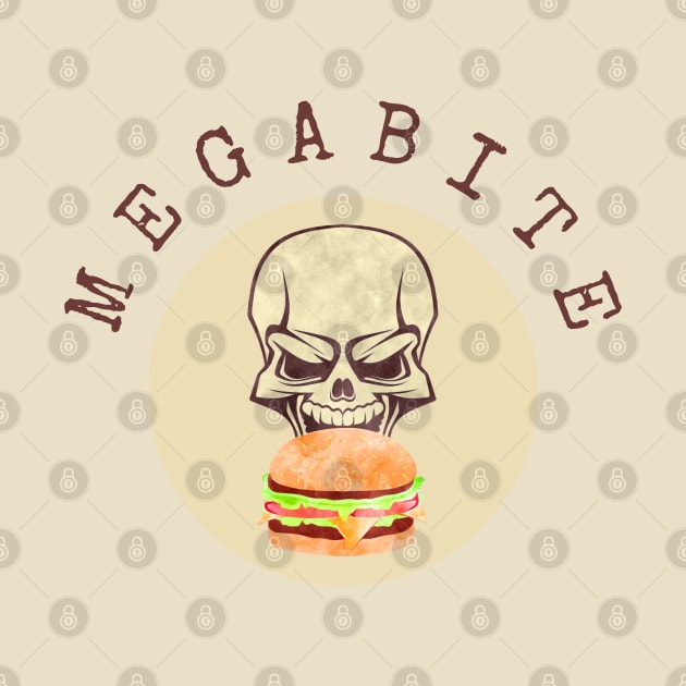 Megabyte Pun - Food Pun - Skull Eating a Burger by Yas R