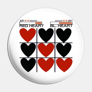 Tic Tac Toe Red Heart vs. Black Heart Pin