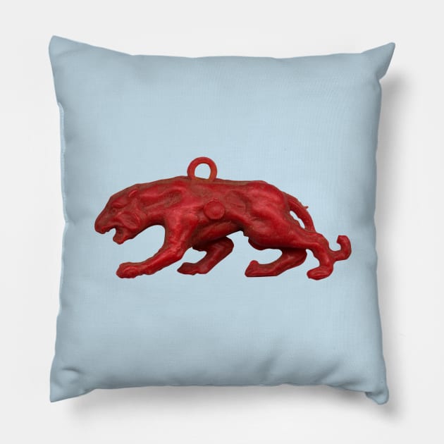 Red panther on blue grass Pillow by VrijFormaat