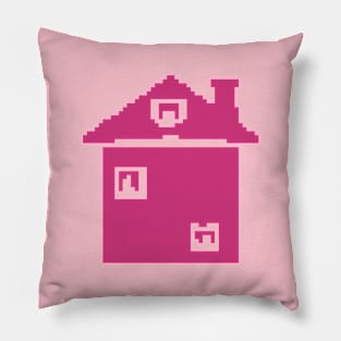 Pink House pixel art Pillow