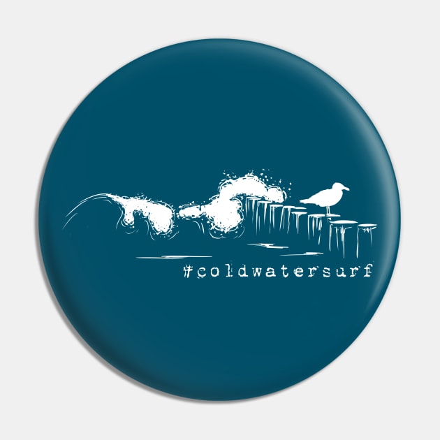 #coldwatersurf Wave, Groyne & Seagull Pin by SkizzenMonster