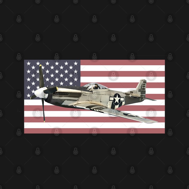 P-51 Mustang US American Flag WW2 WWII Plane by Dirty Custard Designs 