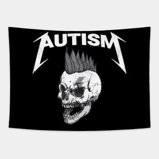 Autism Skull Punk Logo Parody Tapestry