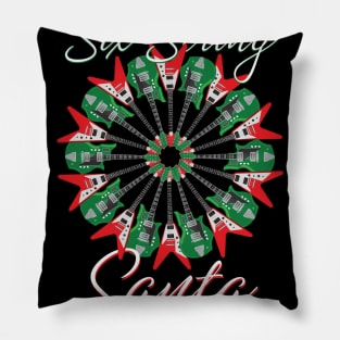 Gift for Guitarists Six String Santa Electric Guitar Wreath Gift Pillow