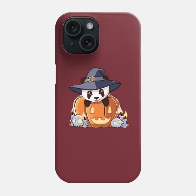 Panda Witch in a pumpkin Phone Case by Myanko