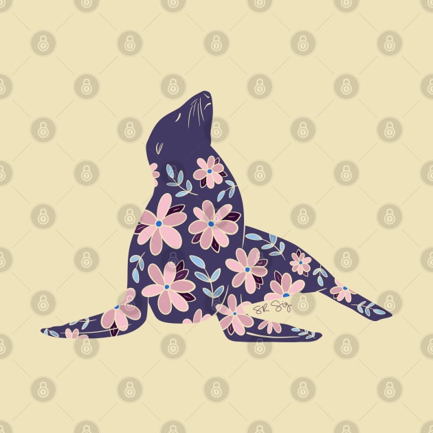 Floral Seal - muted cool colors by SRSigs