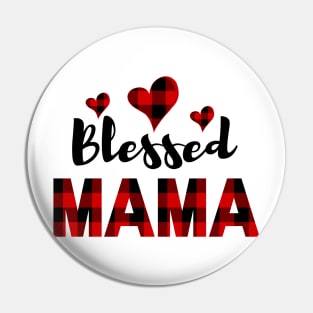 Blessed Mama in Buffalo Plaid Pin