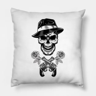 Skull Drawing, Skull Gangster Tattoo Pillow