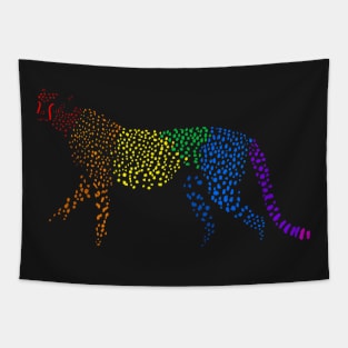 Rainbow Cheetah (black) Tapestry