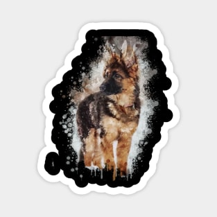 German Shepherd Dog Watercolor Portrait Magnet