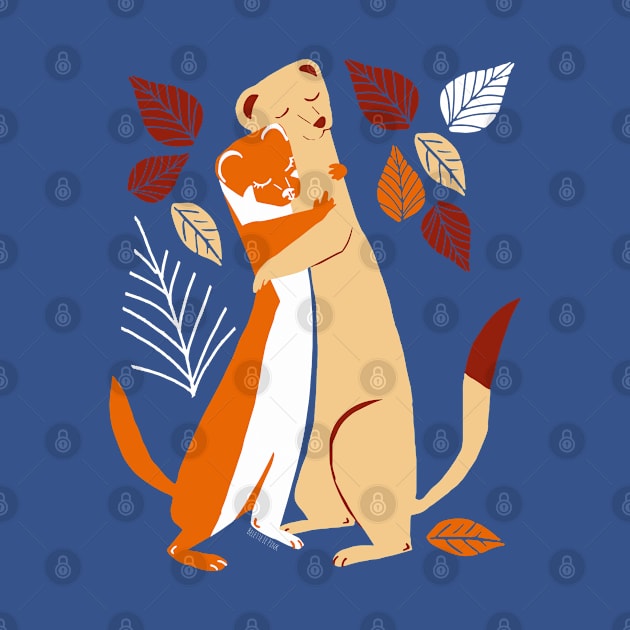 Autumn Weasel Hugs #2 by belettelepink