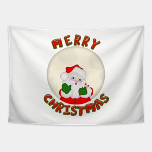 Santa In The Moon Merry Christmas Tapestry