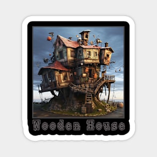 Wooden House in the trees Magnet