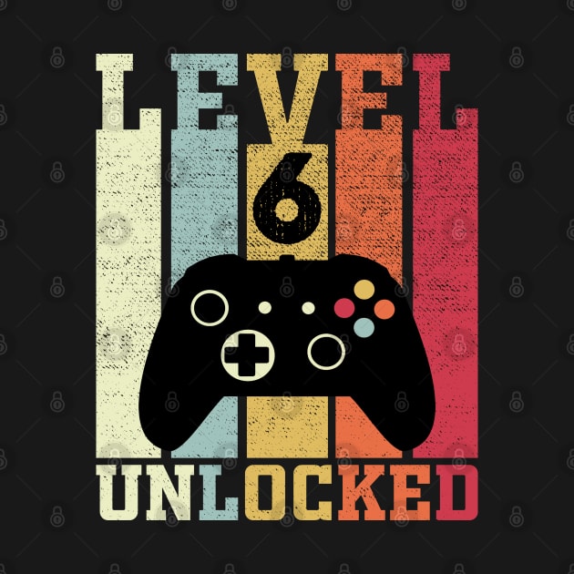 Level 6 Unlocked Funny Video Gamer 6th Birthday Gift by DragonTees