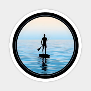 Dawn's First Light: Paddleboarder's Silhouette Magnet