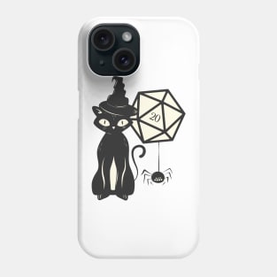 Halloween Cat with Polyhedral D20 Dice of the Witch Phone Case