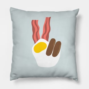 Bacon and egg peace sign Pillow