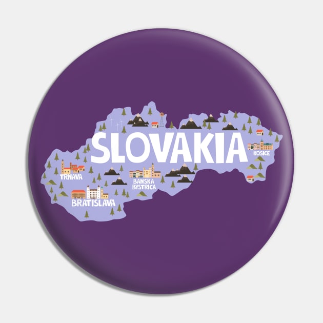 Slovakia Illustrated Map Pin by JunkyDotCom