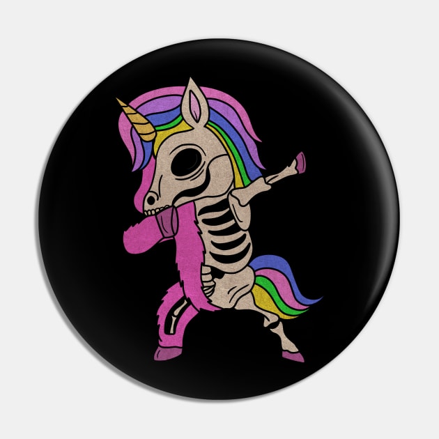 Unicorn Dabbing Skull Zombie Halloween Pin by dukito