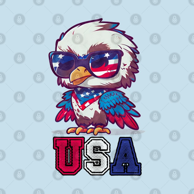 Cute Patriotic Eagle Embodying American USA Pride by Contentarama