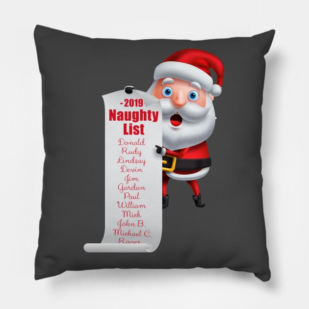 Trump and Friends on the Naughty List Pillow by NeddyBetty