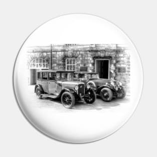 Austin Six and Invicta Cars - black and white Pin