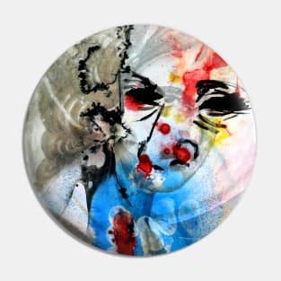 Abstract Ink Painting Portrait Pin