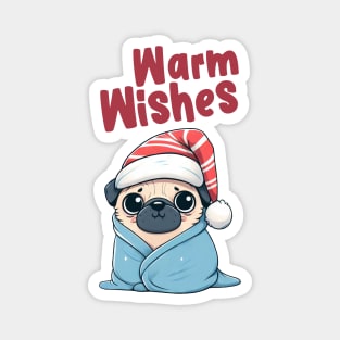 Warm Wishes Christmas Pug Magnet