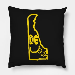 DE Eyes Delaware Grunge Smiling Face Black Background Pillow