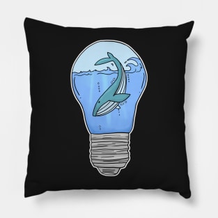 Blue Whale in a lightbulb creative handdrawn Gift Pillow