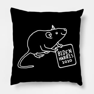 Whiteline Rat with Biden Harris Sign Pillow