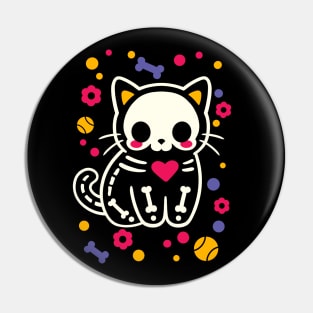 Cat skeleton Pin