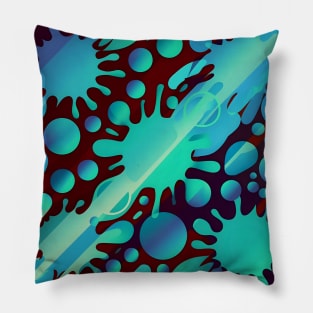 Blue & Teal Abstract Tye Dye Splash Graphic Art Pillow