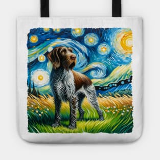 Starry German Wirehaired Pointer Dog Portrait - Pet Portrait Tote