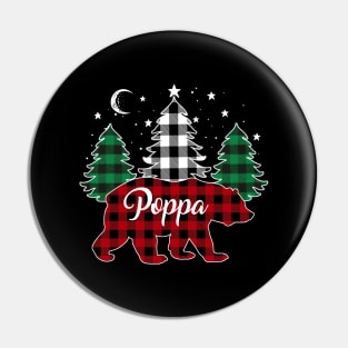 Poppa Bear Buffalo Red Plaid Matching Family Christmas Pin