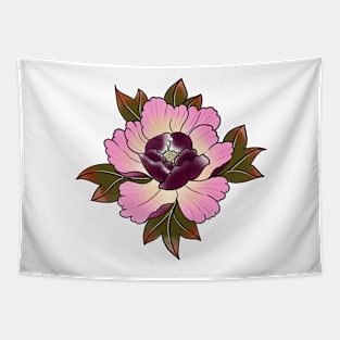 Peony Flower Japanese Tattoo Style Tapestry