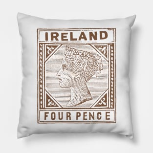 Vintage Eire 4 Pence Postage Stamp Pillow