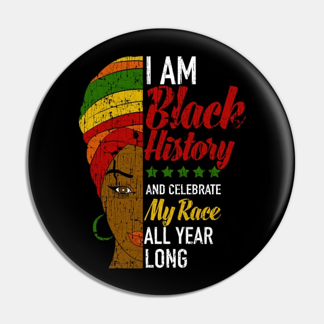 I Am Black History Afrocentric Woman Pin by blackartmattersshop