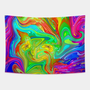 Bold Bright Colorful Swirly Psychedelic Pattern Tapestry