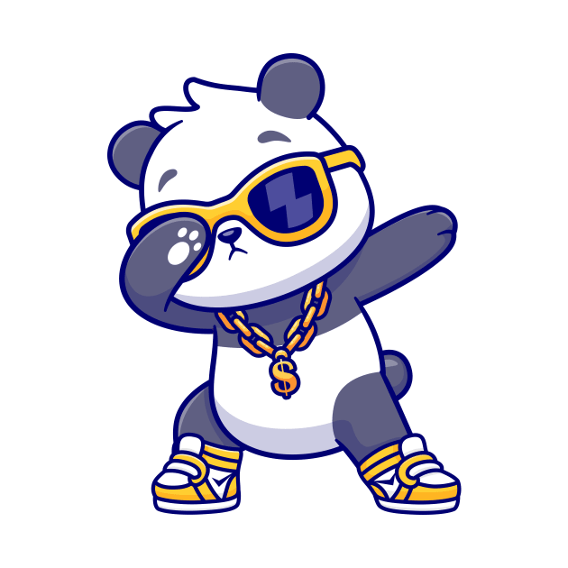 Cute Panda Dabbing Wearing Gold Chain Necklace And Glasses Cartoon by Catalyst Labs