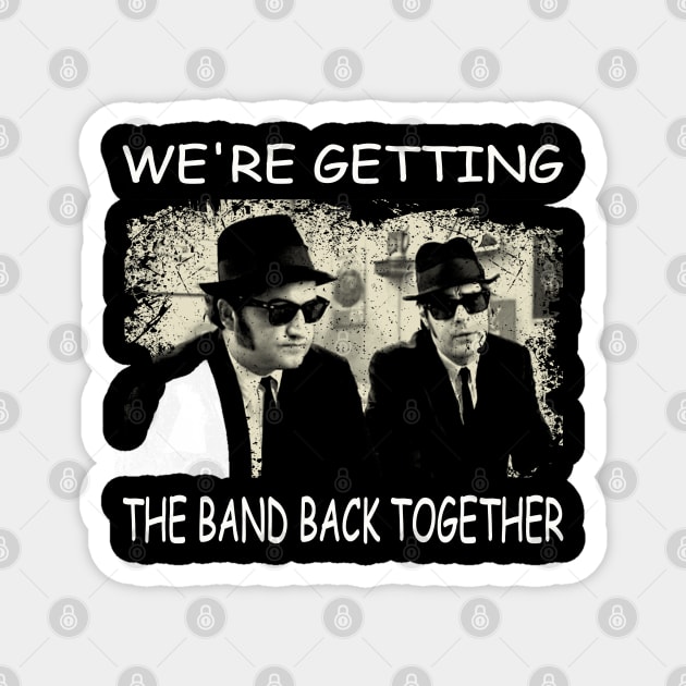 Hats and Shades Brothers T-Shirt - Iconic Style of Jake and Elwood Magnet by Black Demon Bear