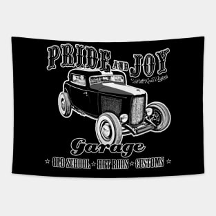 Pride and Joy Hot Rod Garage for dark backgrounds Tapestry