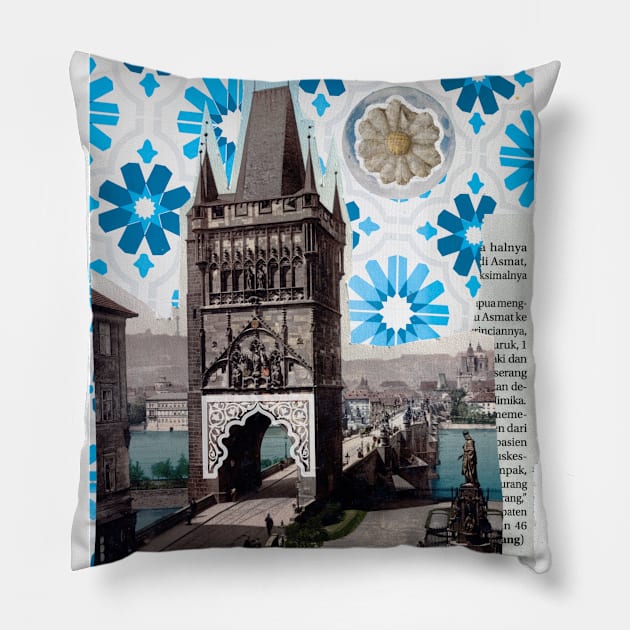 Prague Building & Moroccan Tiles Pillow by SalxSal