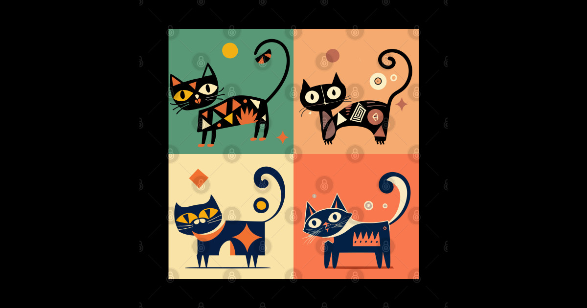 Abstract Cats Abstract Cats Sticker TeePublic