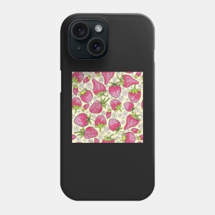 summer strawberries on yellow Phone Case