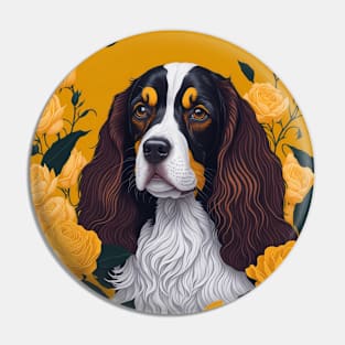 Dogs, spaniel and flowers, dog, style vector (yellow version 2spaniel) Pin