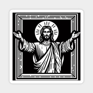 Jesus  Woodcut Art Magnet