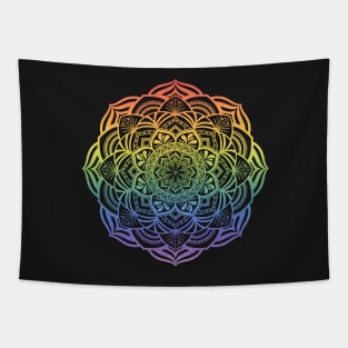 Gradient Rainbow Mandala Tapestry