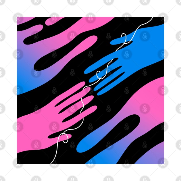 soul mates abstract hands pink and blue by Trippycollage